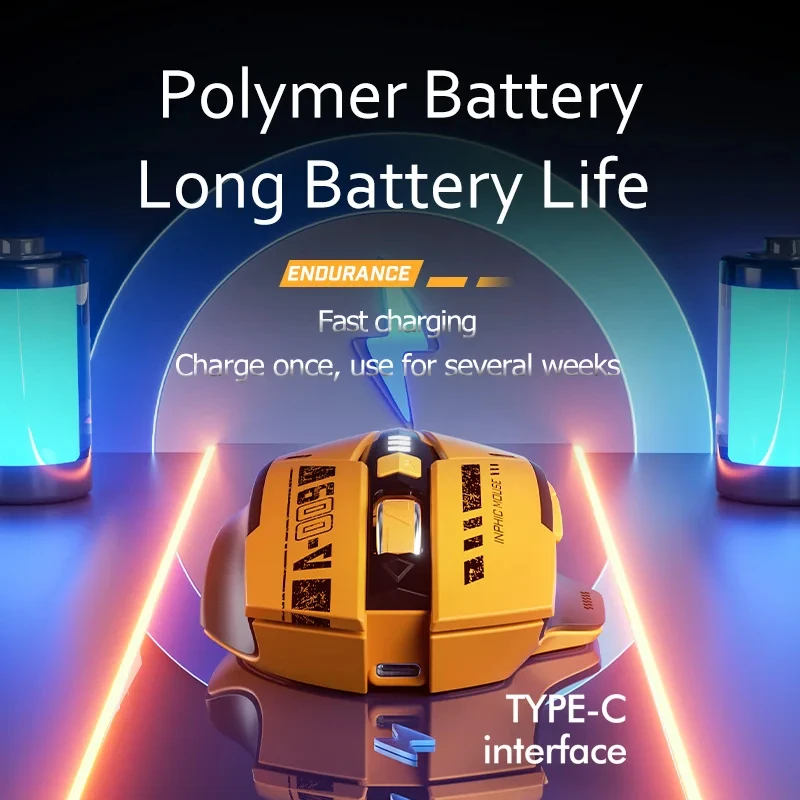 ماوس ألعاب لاسلكي INPHIC A9 2.0 Bumblebee قابل لإعادة الشحن، ماوس بلوتوث صامت مريح، مناسب لأجهزة الكمبيوتر المحمولة