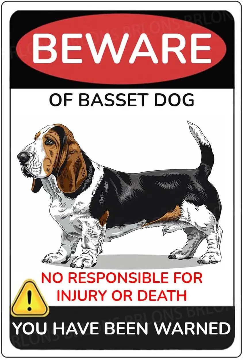 Metal Sign Beware Of Basset Dog Not Responsible For Injury Or Death Warning Of Sign Aluminum Sign Vintage Tin Sign For Fence Out