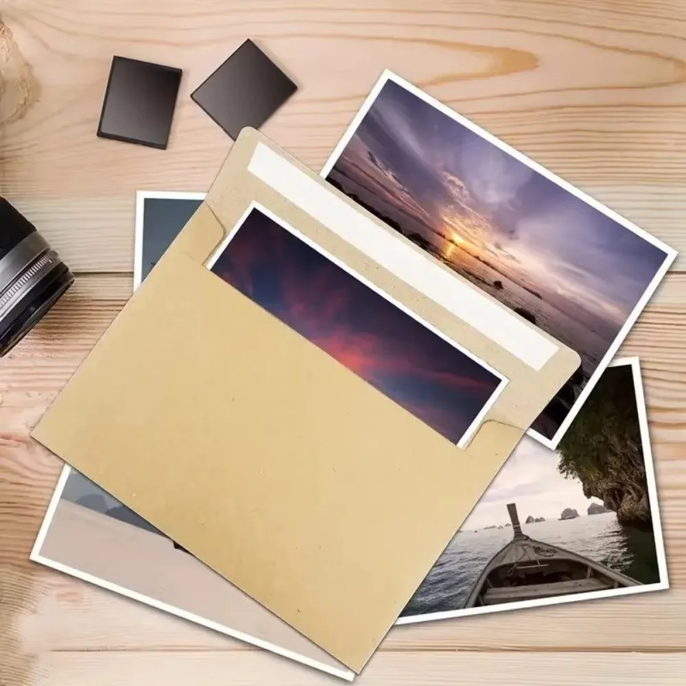 20pcs Blank Kraft Envelopes Multi-function Sealing Pe Kraft Paper Postcard Release Adhesive Greeting Card Gift Packaging