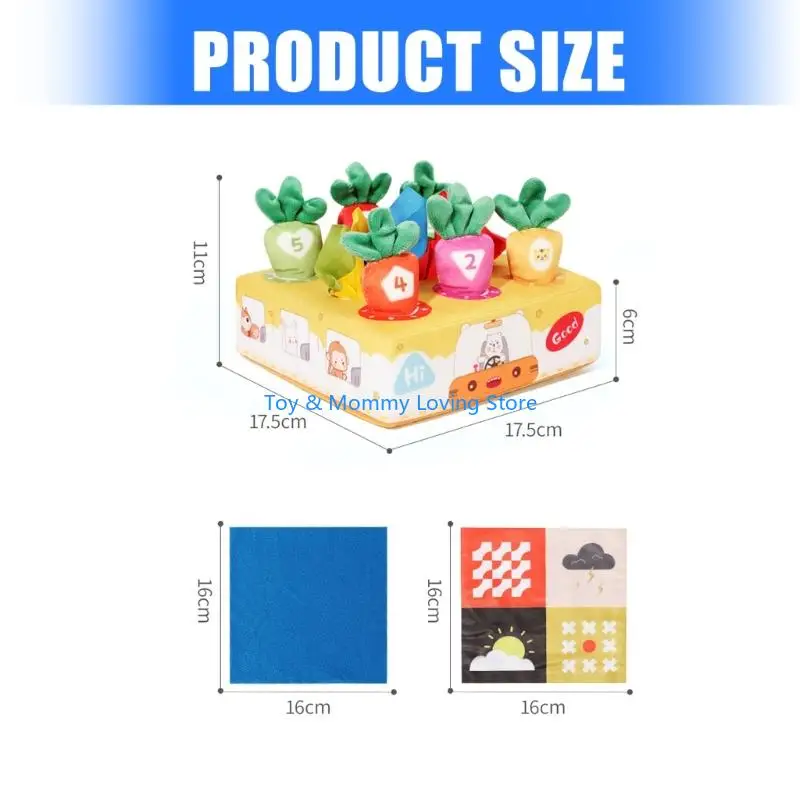 Giocattolo Y1QF Development Baby Tissue Box con carote in tessuto morbido e fogli testuriti