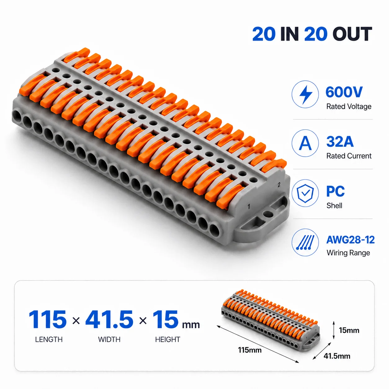 Push Fit Connector - Wire Connectors 2-30 Pins Fast Universal