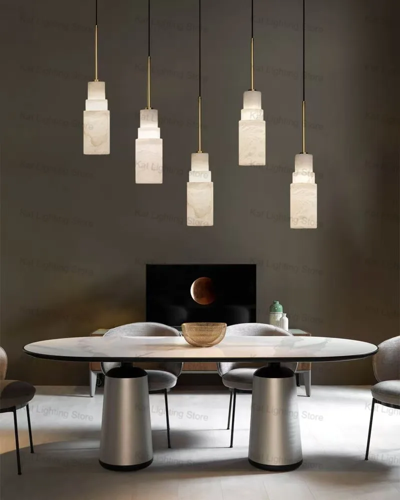 

American Design Snowflake Marble Chandelier Lamp Round Rectangle Adjustable Chain Brass Black Lustre Dimmable Living Ceilings