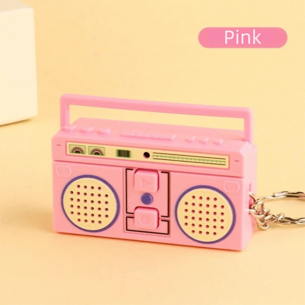 Mini Size Radio Shape Keychain Plastic Material Retro Style Music Recorder Keychain Exquisite Design Macaron Color