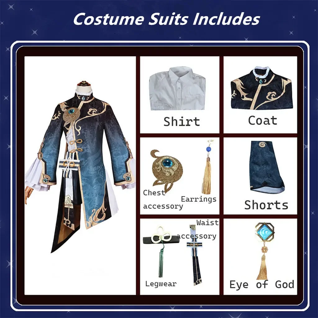 Xingqiu-Genshinimpact Cosplay Costume, Game Py Play Perruques, Comic Con, Party Animation Prop