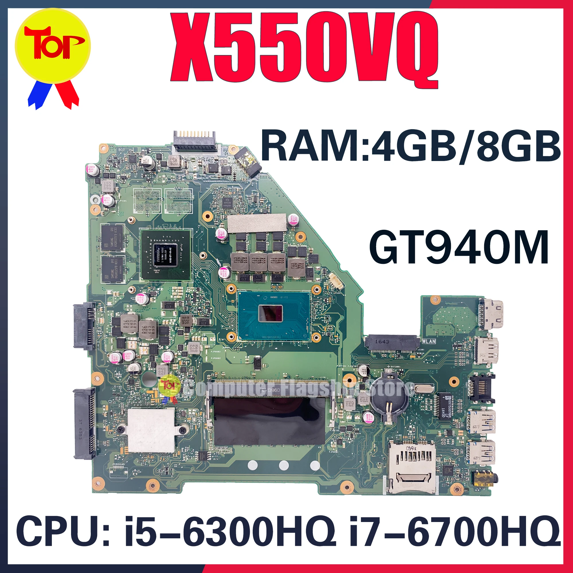 Imagem -02 - Placa-mãe do Portátil para Asus X550vxk X550vx X550vq X550v W50v Fh5900v A550v Mainboard Gt940 2g Gtx950 4g gb Ram i5 i7 100 Trabalho