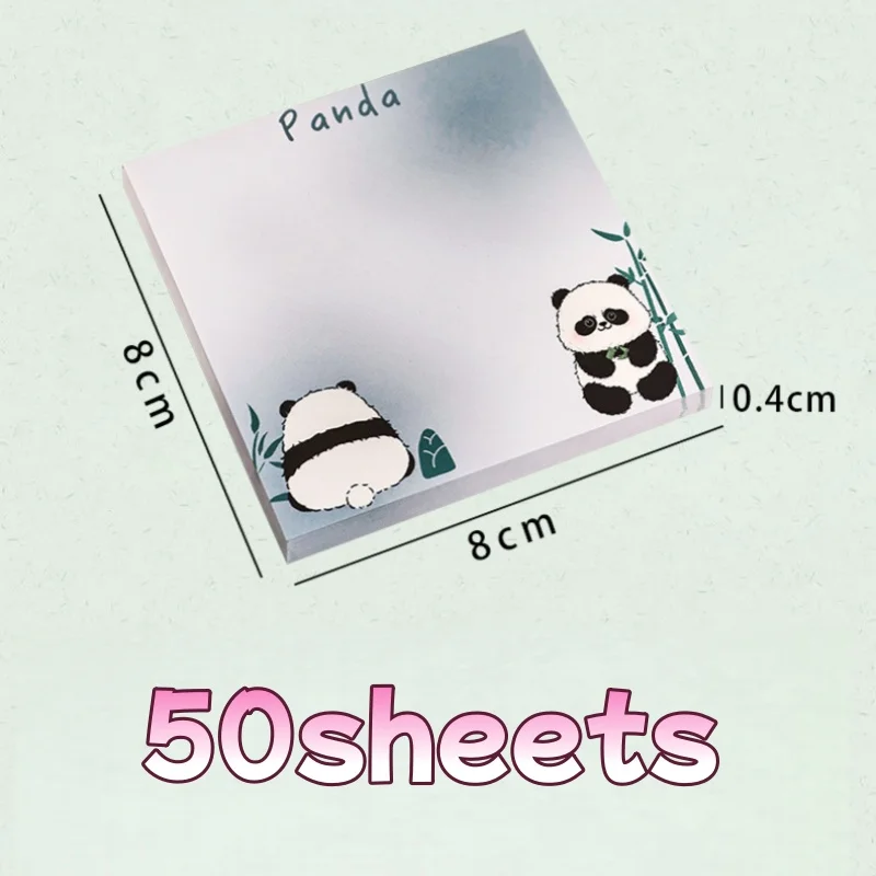50/200 ورقة ملاحظات لاصقة على شكل باندا لطيفة لطلاب المدارس المتوسطة والمدارس الابتدائية ملاحظات قرطاسية مربعة من الخيزران