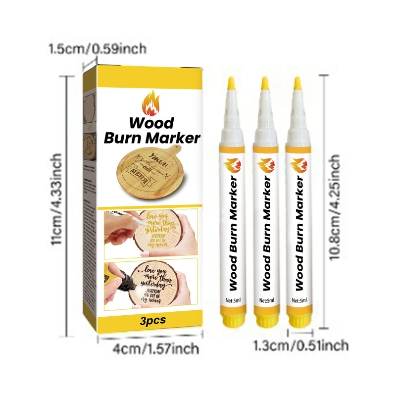 3Pcs Wooden Burning Marker Pens Scorch Pens for Wood Burn, Wood Burn Marker Pen