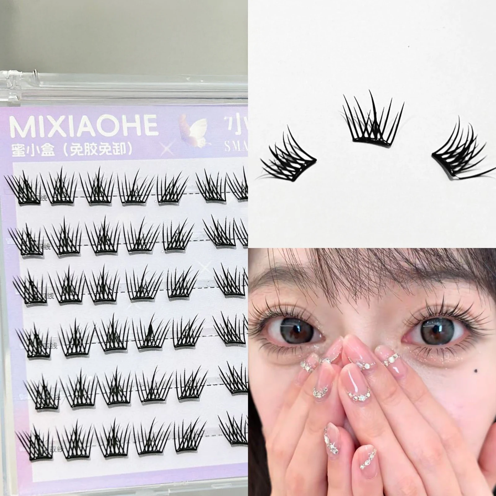 8-13 مللي متر خالية من الغراء الرموش الصناعية الأسود مانغا مجموعات جلدة للنساء الفتيات نظرة طبيعية ذاتية اللصق لتقوم بها بنفسك جلدة ماكياج