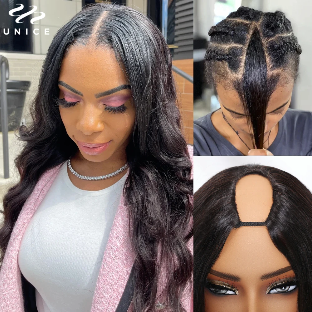 Body Wave U Part Wig With Elastic Drawstring 100% Human Hair Upgrade U-Part Wig Minimal Leave Out Beginner Friendly