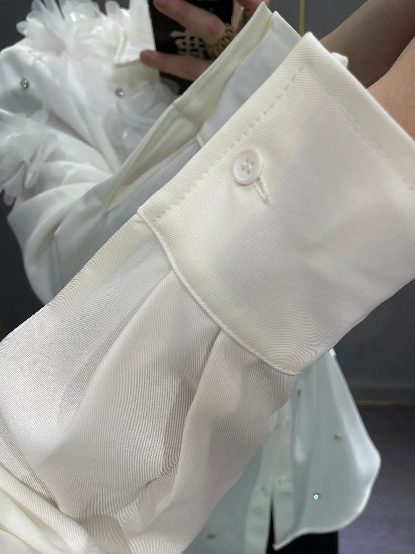 Korean Style Design Sense Three-Dimensional Flower White Men's Shirt High-End Handsome Loose Casual Long Sleeve Shirt Trendy