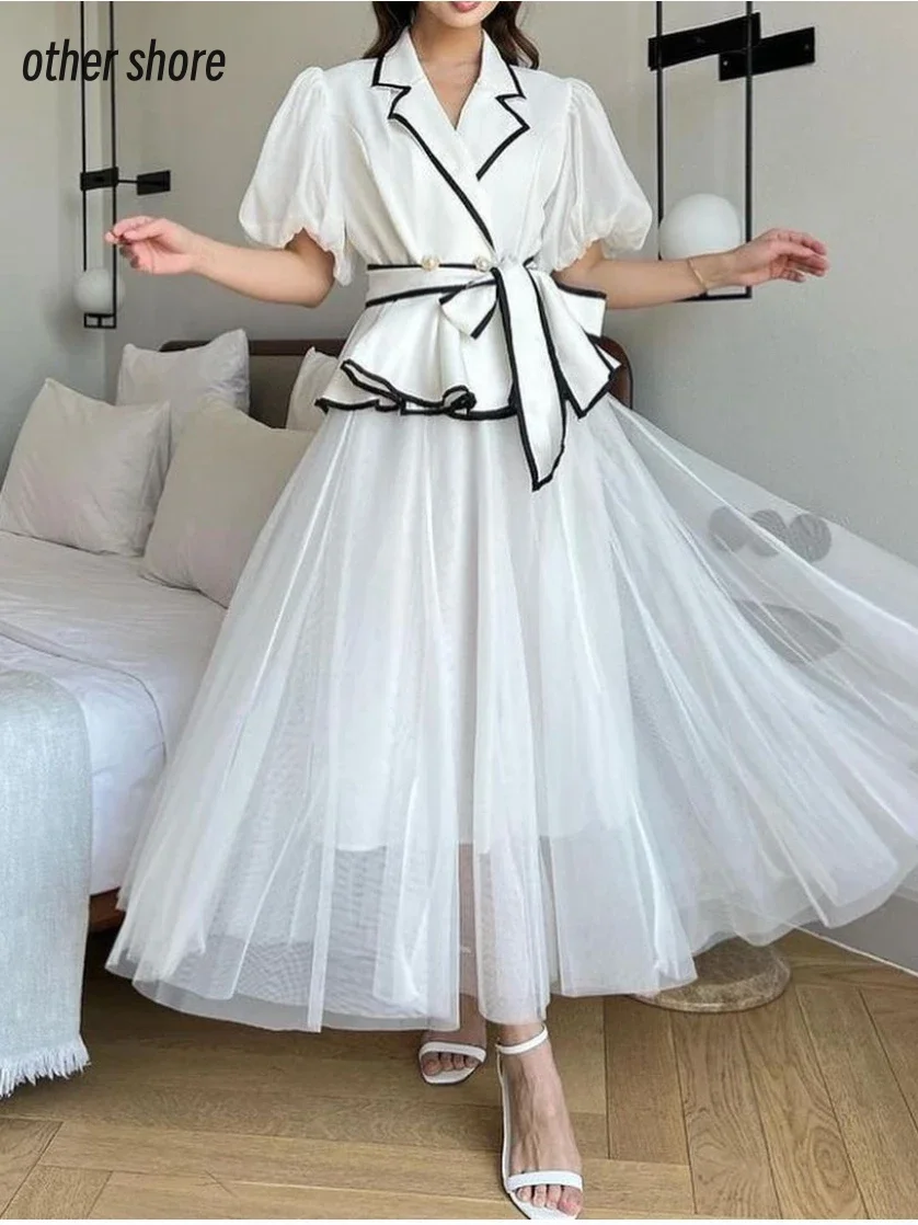 

Other Shore Elegant Vintage Sweet White Button V-Neck Ribbon A-Line Customize Formal Occasion Prom Dress Evening Party Gowns