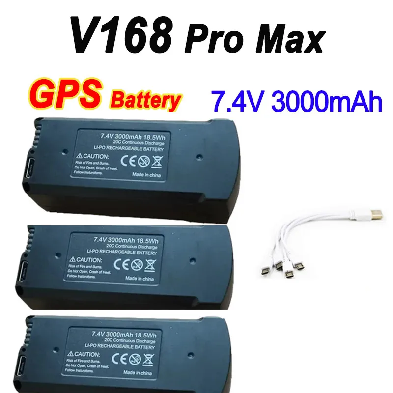 오리지널 GPS 드론 배터리, 예비 배터리, 드론 부품 액세서리, 7.4V, 3000mAh, V168 프로 맥스, V168 RC 쿼드콥터, 3.7V, 2000mAh