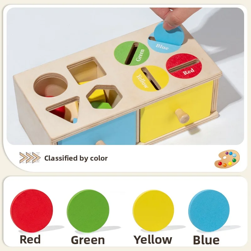 Caixa de classificação de moedas montessori, reconhecimento de cor e forma do bebê, auxiliares de ensino educacionais para educação infantil