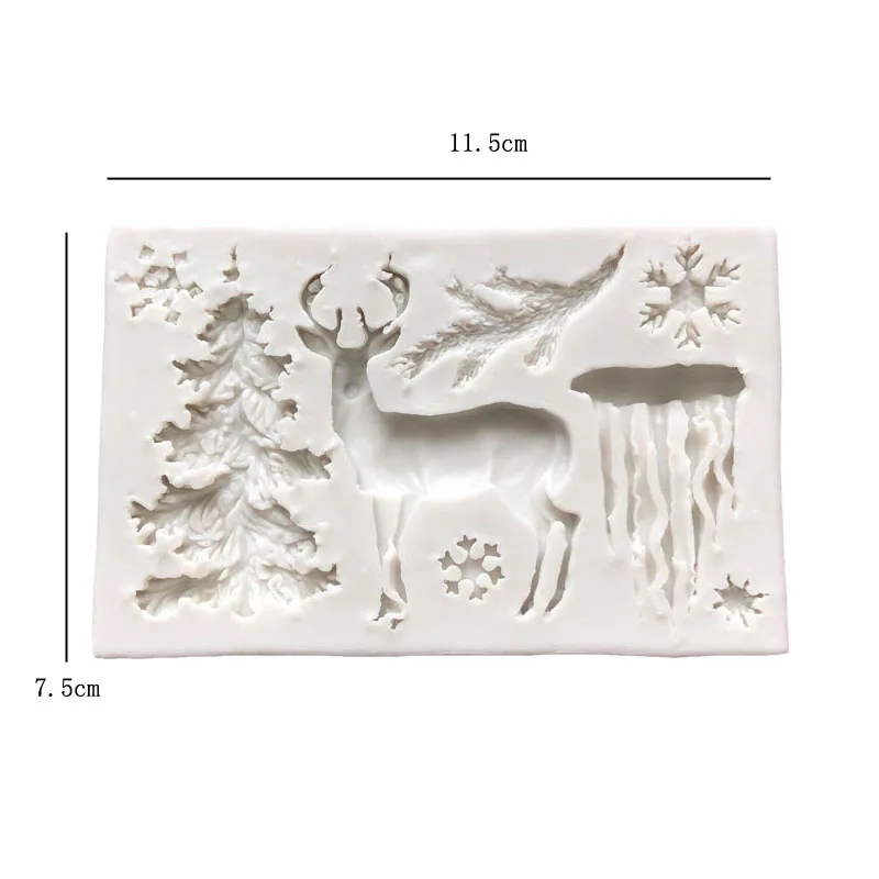 Silicone Resin Molds Christmas Tree Leaves Deer Fondant Mould Cake Decorating Tools Pastry Kitchen Baking Accessories