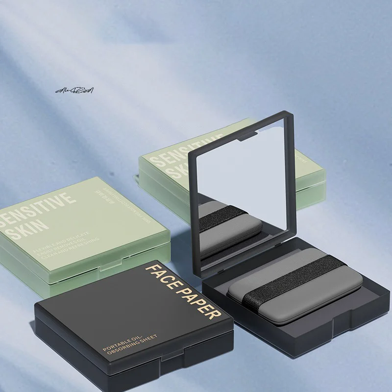 100 stuks bamboe houtskool gezichtsolie absorberend papier draagbare gezichtsverzorgingsset met spiegel en make-up bladerdeeg oliecontrole gereedschapsset