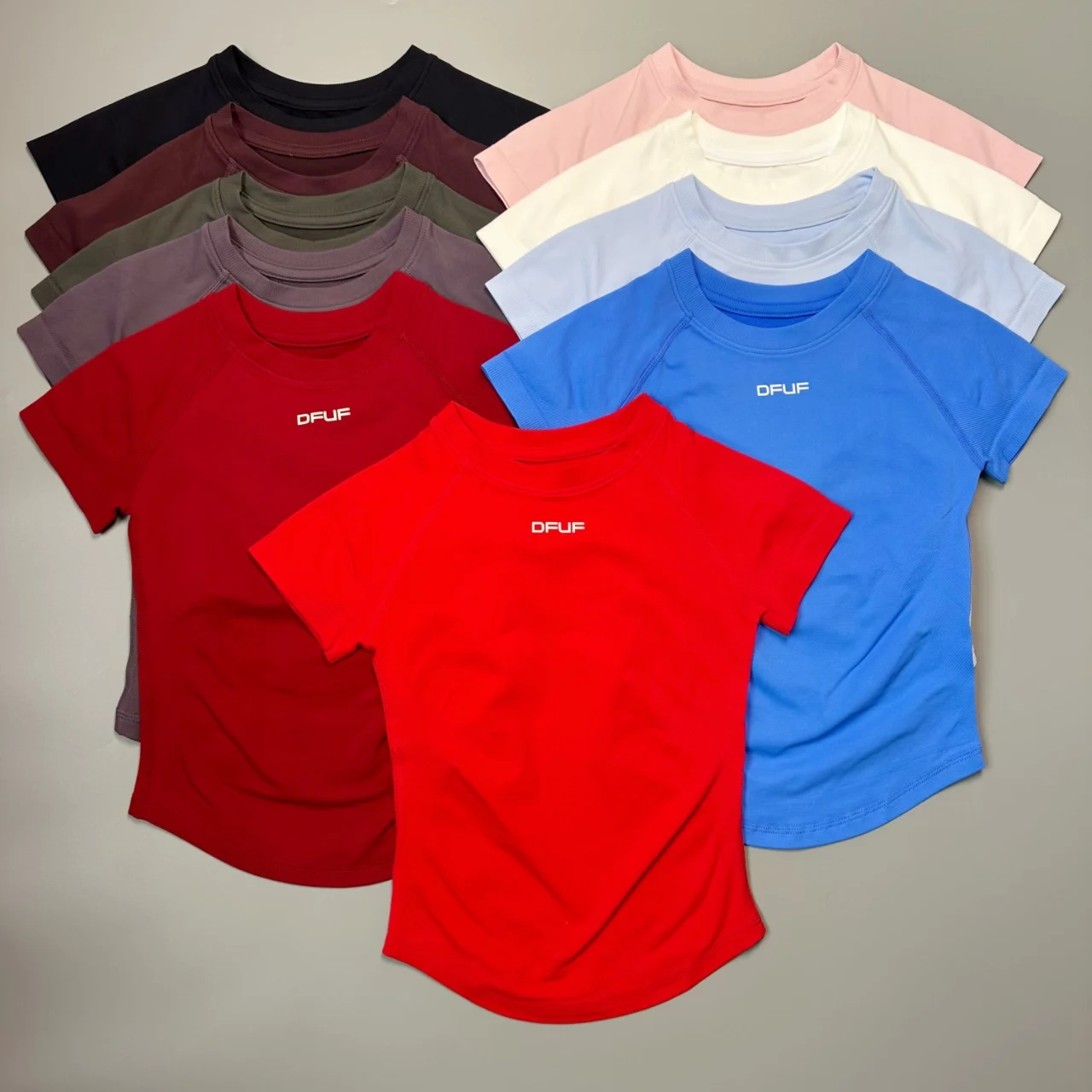 DFUF Impact Women Seamless Yoga Short Sleeve Top, Tight Slimming Athletic T Shirts, Breathable Gym Fitness Running Workout Tops