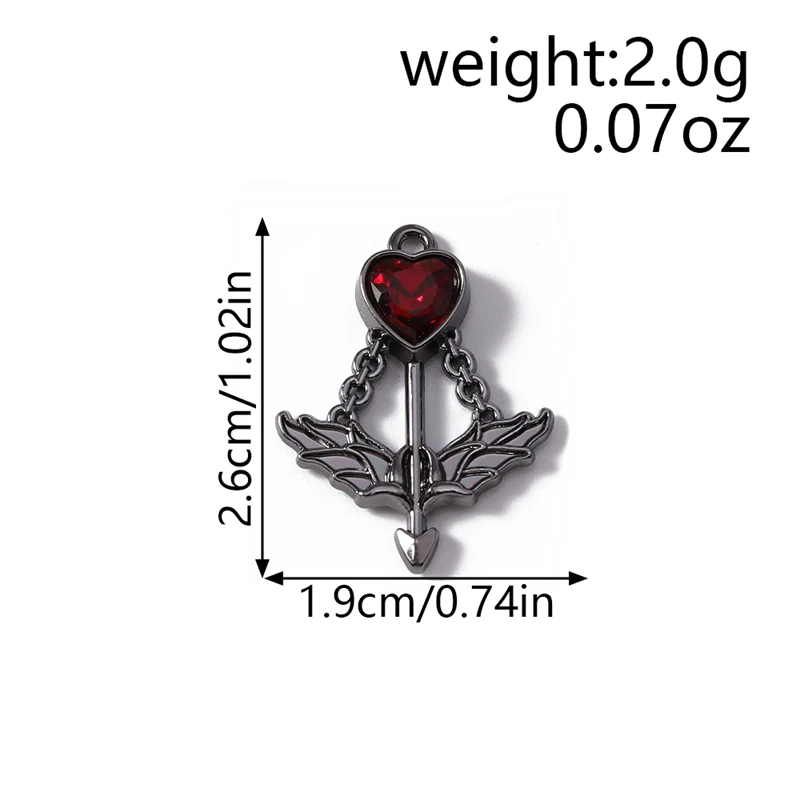 5 Stück 19x16mm Niedliche Kristall-Metall-Pfeil-Anhänger für Schmuckherstellung, Ohrhänger, Halsketten, Armbänder, DIY-Bastelbedarf – Detail 5