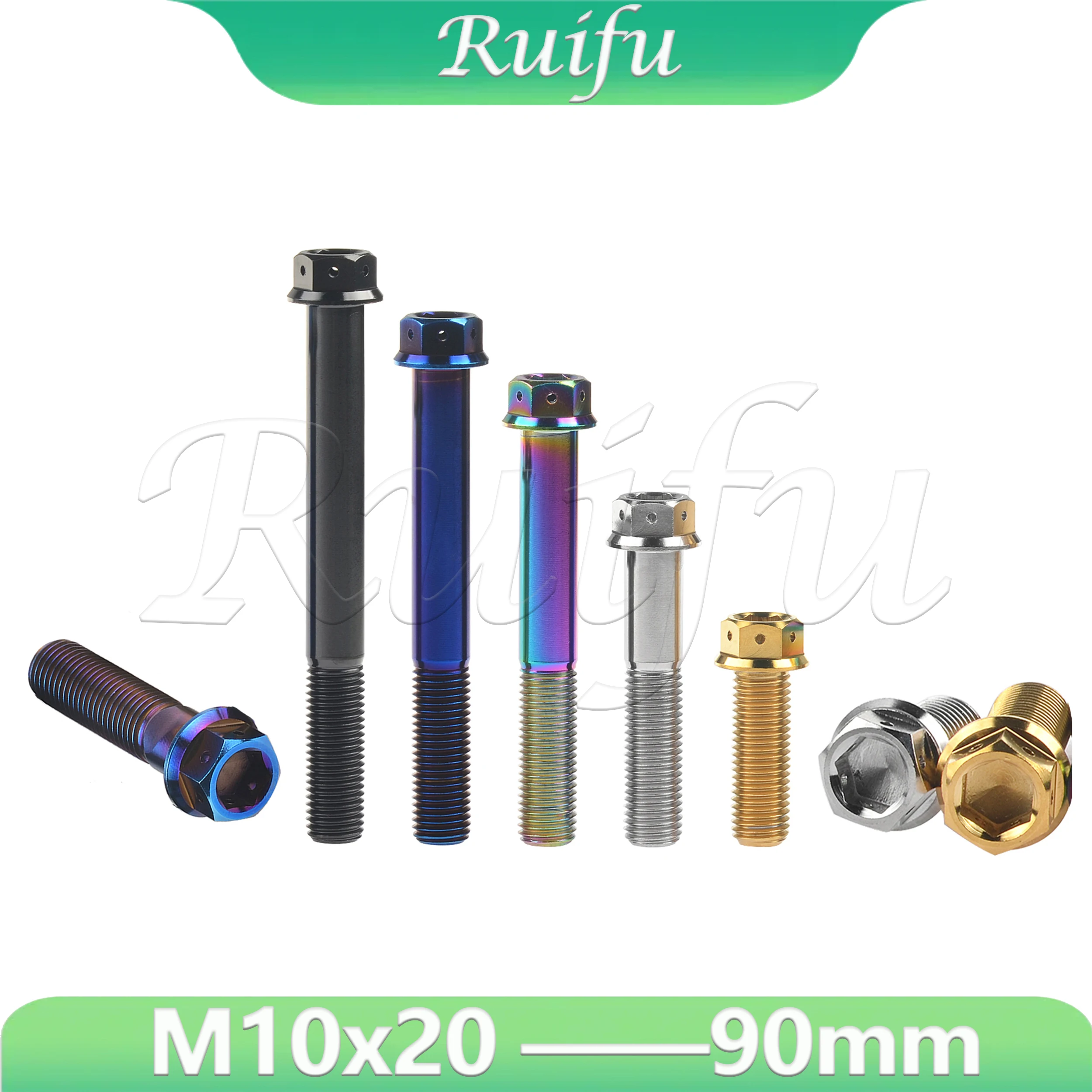 Ruifu  Titanium BoltTi Bolt M10x20 25 30 35 40 45 50 55 60 65 70 75 80 85 90mm Flange Hex Head Screw for Motorcycle Refitted