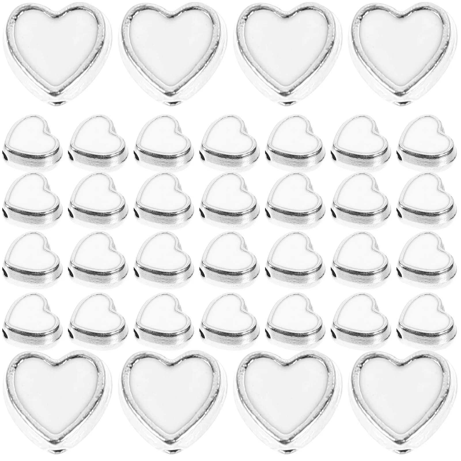 100Pcs Heart Spacer Beads Alloy DIY Loose Beads for Necklace Bracelet Jewelry Making Kit Beading Accessories Craft Supplies