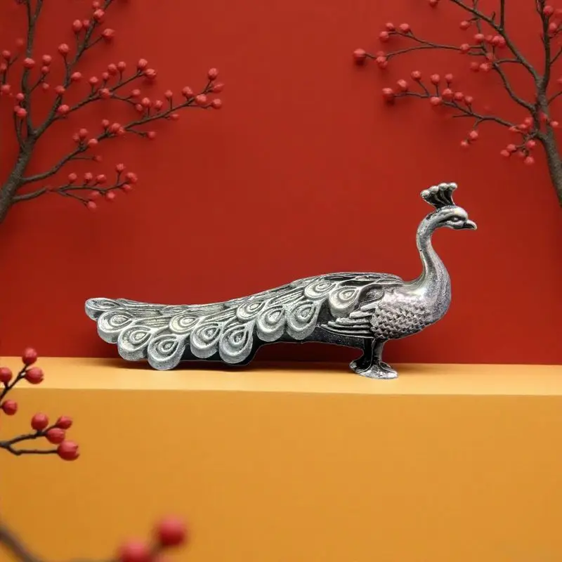 Exquisite collectible ornament home decor  copper peacock with spread tail for living room decoration