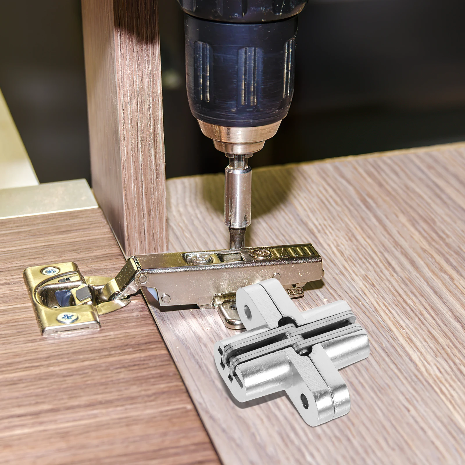 

Hidden Hinges for Wooden Doors Stainless Steel Invisible Folding Cross Hinge for Secret Doors Cabinet Concealed Barrel Hinge