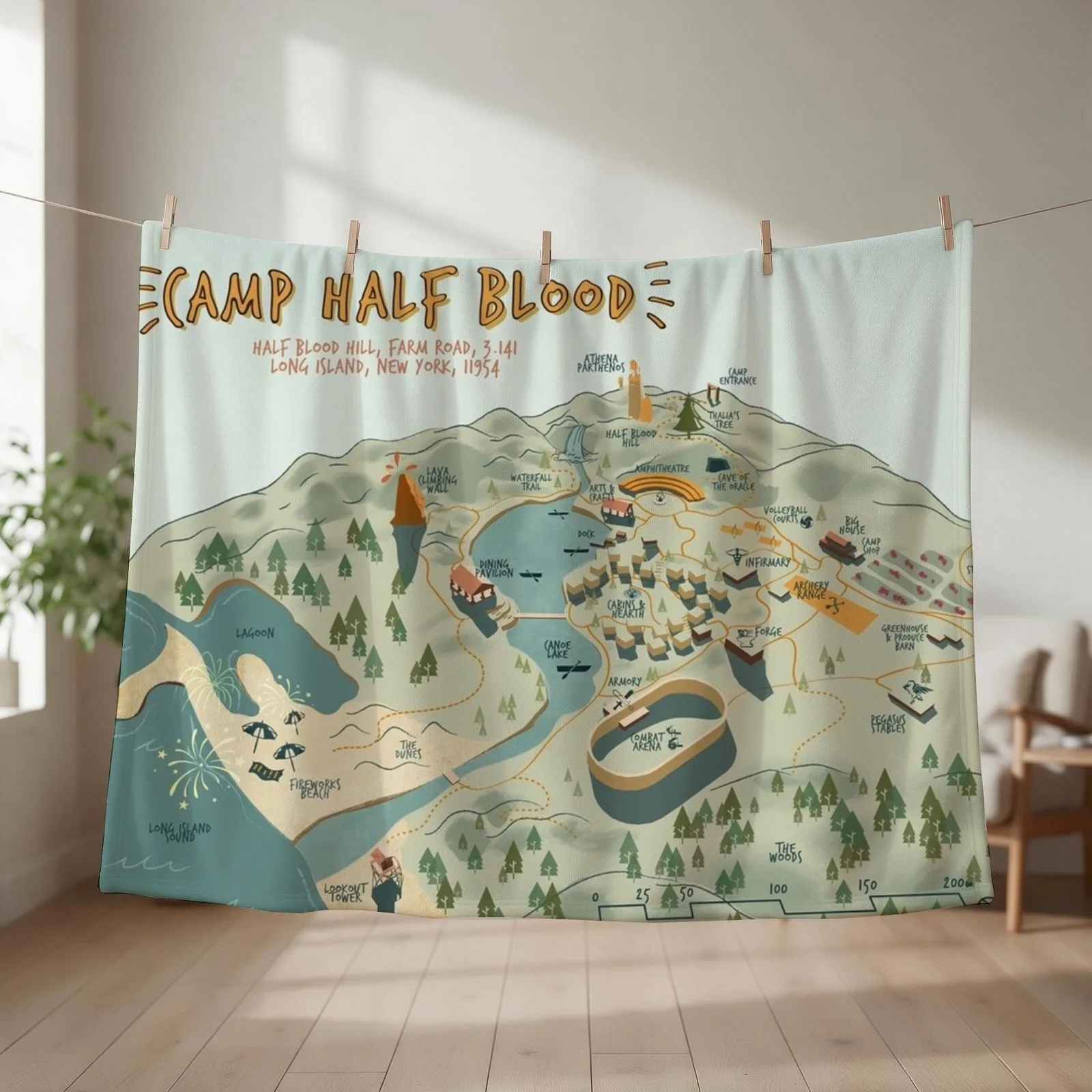 Map of Camp Half Blood Throw Blanket Tourist Warm valentine gift ideas Shaggy Blankets