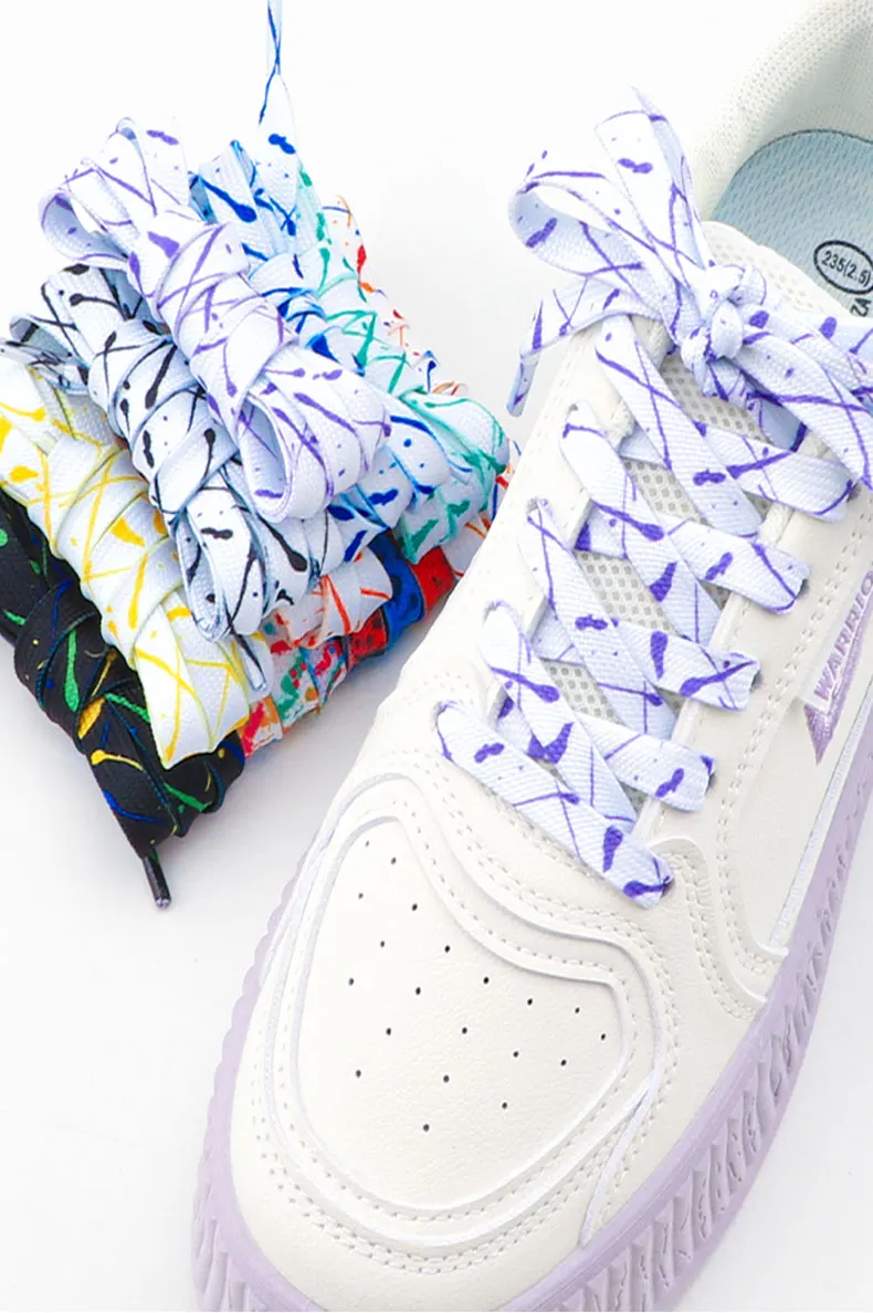 Flache, farbige Schnürsenkel für Sneaker, Canvas-Schuhe, Freizeitschuhe und Tennisschuhe, bunte Schuhbänder für Damen und Herren, 120/140/160 cm. – Detail 1