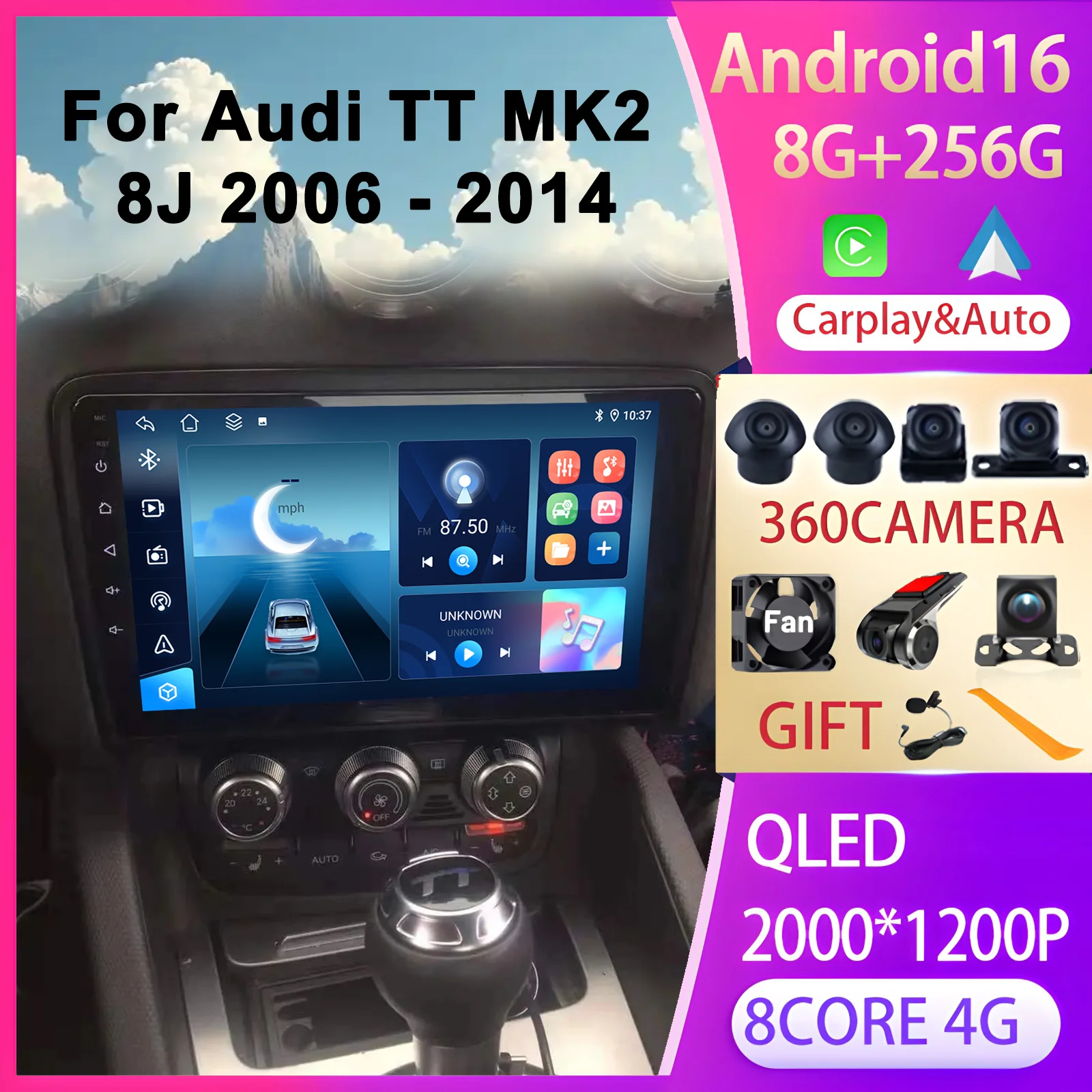 

Carply Android Auto Car Intelligent Systems For Audi TT MK2 8J 2006-2014 GPS Navi IPS QLED Screen Car Play Stereo FM DSP Radios