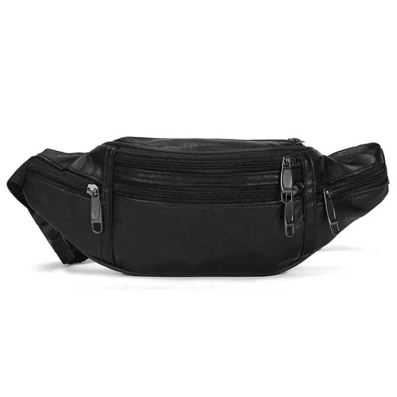 Genuine Leather Casual Men\'s Waist Fanny Packs Designer Hip Belt Bag for Mobile Phone Travel Women Chest Shoulder Bag Cross Body