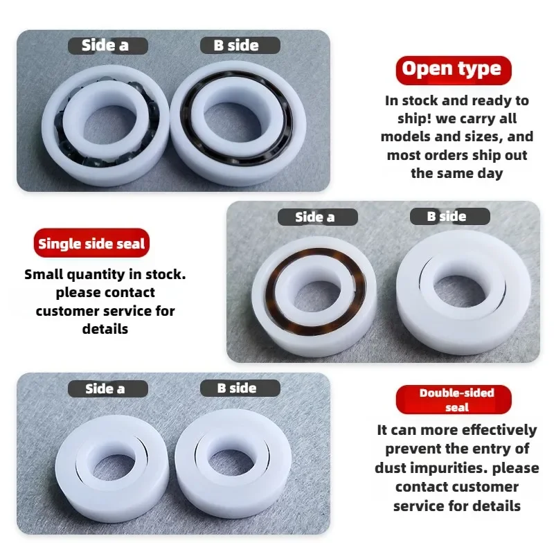 China TE POM plastic bearing + 304 stainless steel bead 6300 6301 6302 6303 6304 6305 6306 bearing