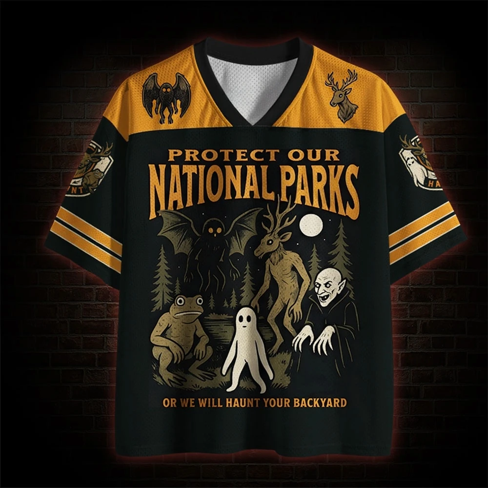 New Halloween Retro Gothic Dark Unisex Jersey,Vintage Cryptid National Parks Graphic,Adult and Kids Available,For Party Festival