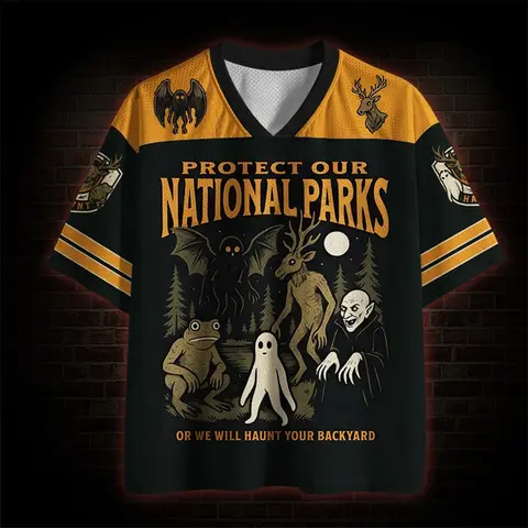 New Halloween Retro Gothic Dark Unisex Jersey,Vintage Cryptid National Parks Graphic,Adult and Kids Available,For Party Festival