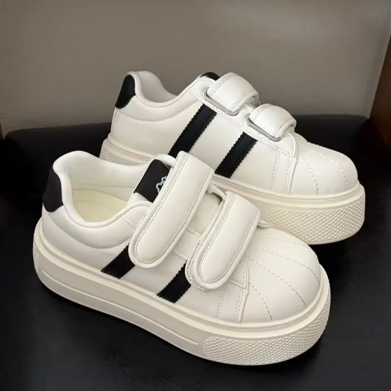 Shell Toe Platform Sneakers for Toddler Little Kids Hook‑Loop Stripe Soft Non‑Slip Sole Comfort Daily Walking Casual Kids Shoes