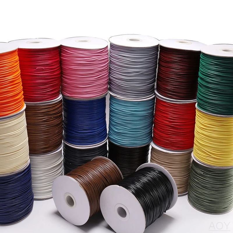 NEW 0.5mm 0.8mm 1mm 1.5mm 2mm Waxed Cotton Cord Rope Waxed Thread Cord String Strap Necklace Rope For Jewelry Making