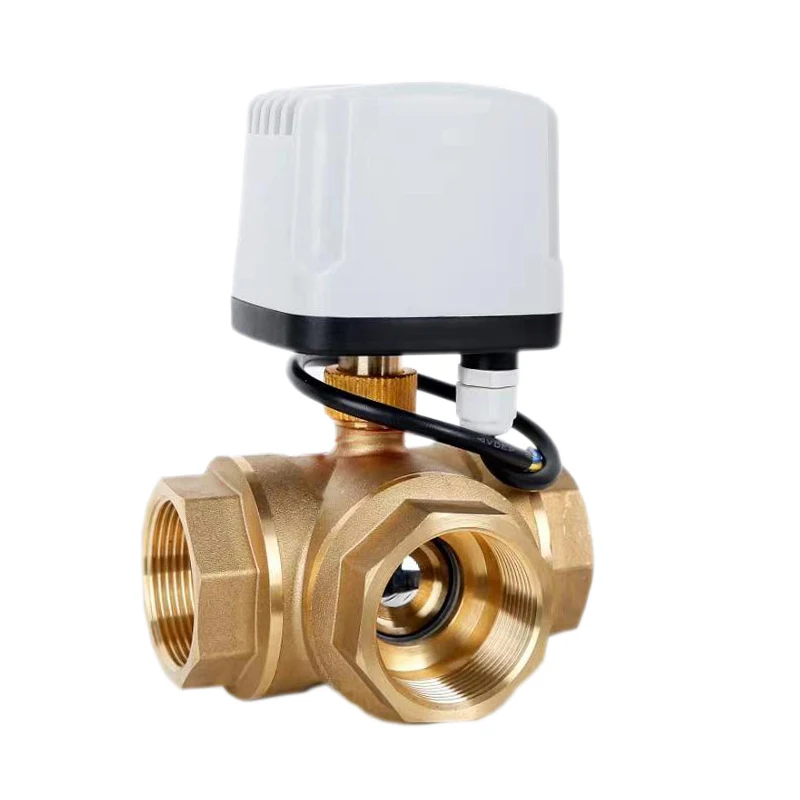 1/2'' 3/4'' 1'' 2'' Brass 3 Way Motorized Ball Valve Waterproof Electric Valve Three Wire Two Control for Water Oil Gas