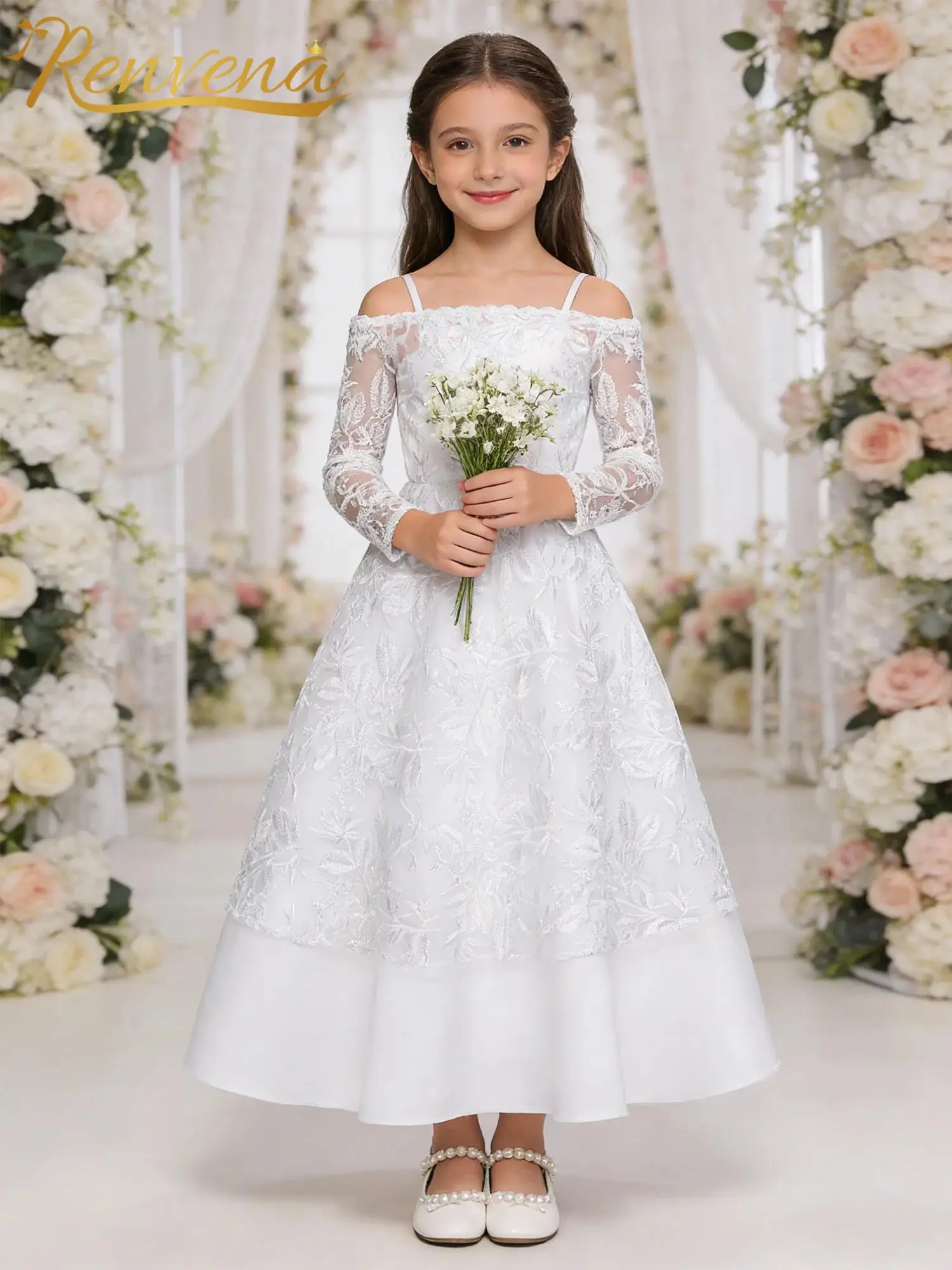 

Girl's Wedding Flower Girl Dress Children First Communion Clothing Princess Dress for Special Occasions Evening Birthday Gown