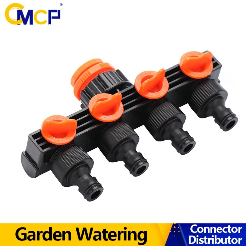 CMCP Garden Watering Connector Distributor Faucet 4 Way Hose Splitters With Valve For Outdoor Faucet Sprinkle
