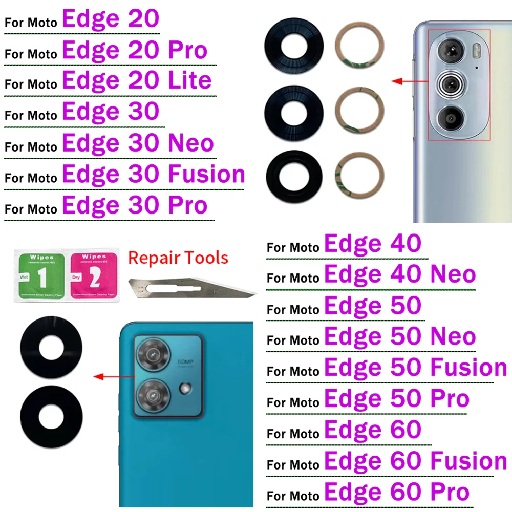 Camera Glass Lens Back Rear Camera Glass Lens For Motorola Moto Edge 20 30 40 50 60 Pro Neo Fusion Lite With Adhesive