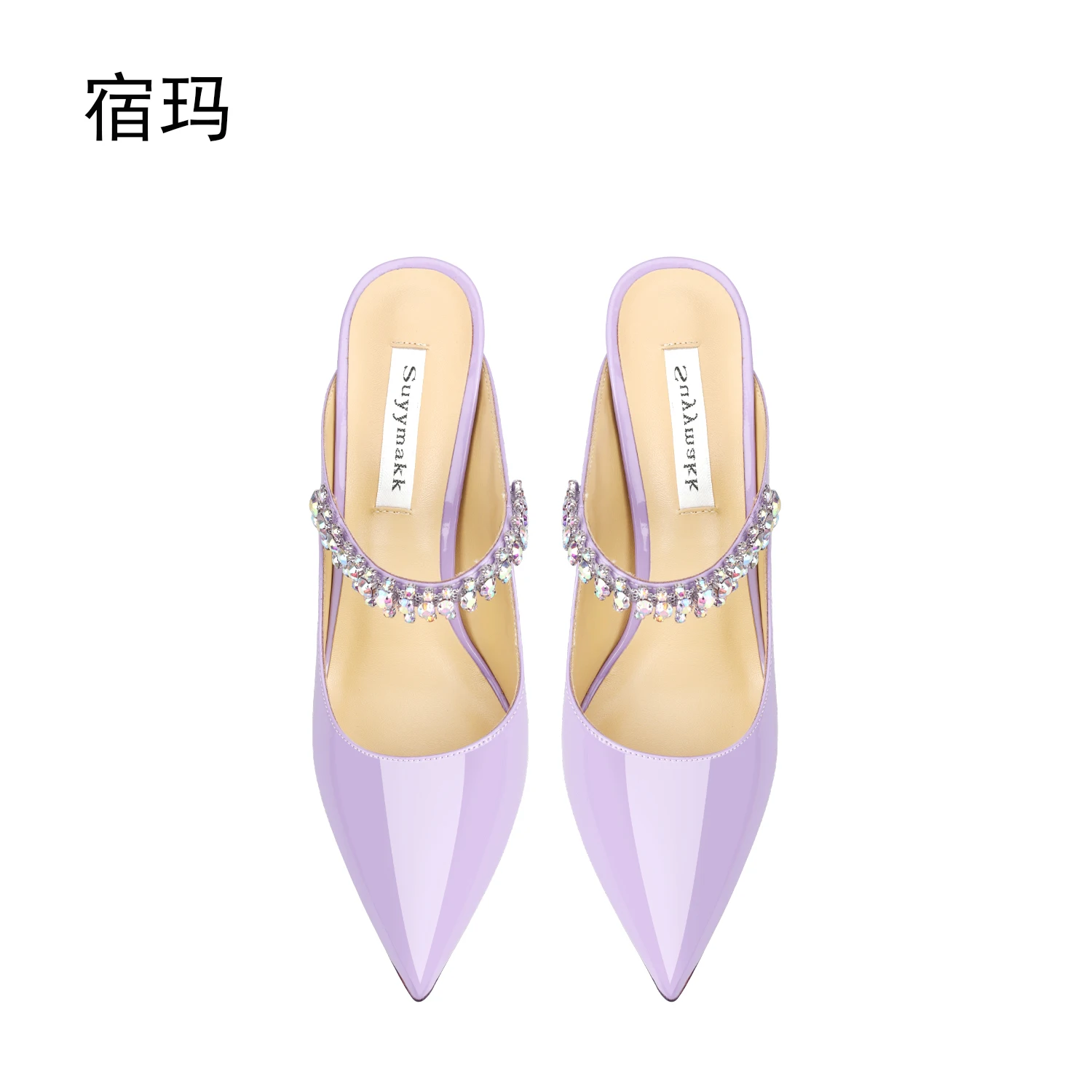 shoes woman 2024 trend Leather Heels Slippers Women High Heels Shoes Brand Fashion Crystal Pumps Pointed Toe Sexy Party Ladies