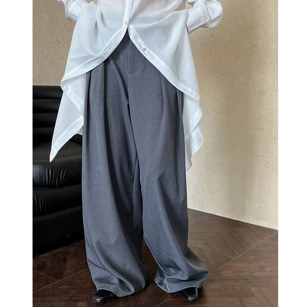 2024 Women Autumn Wide Leg Floor Length Pants High Waist Vintage Long Pants Pantalones Fashion Clothes Pants Female Trousers