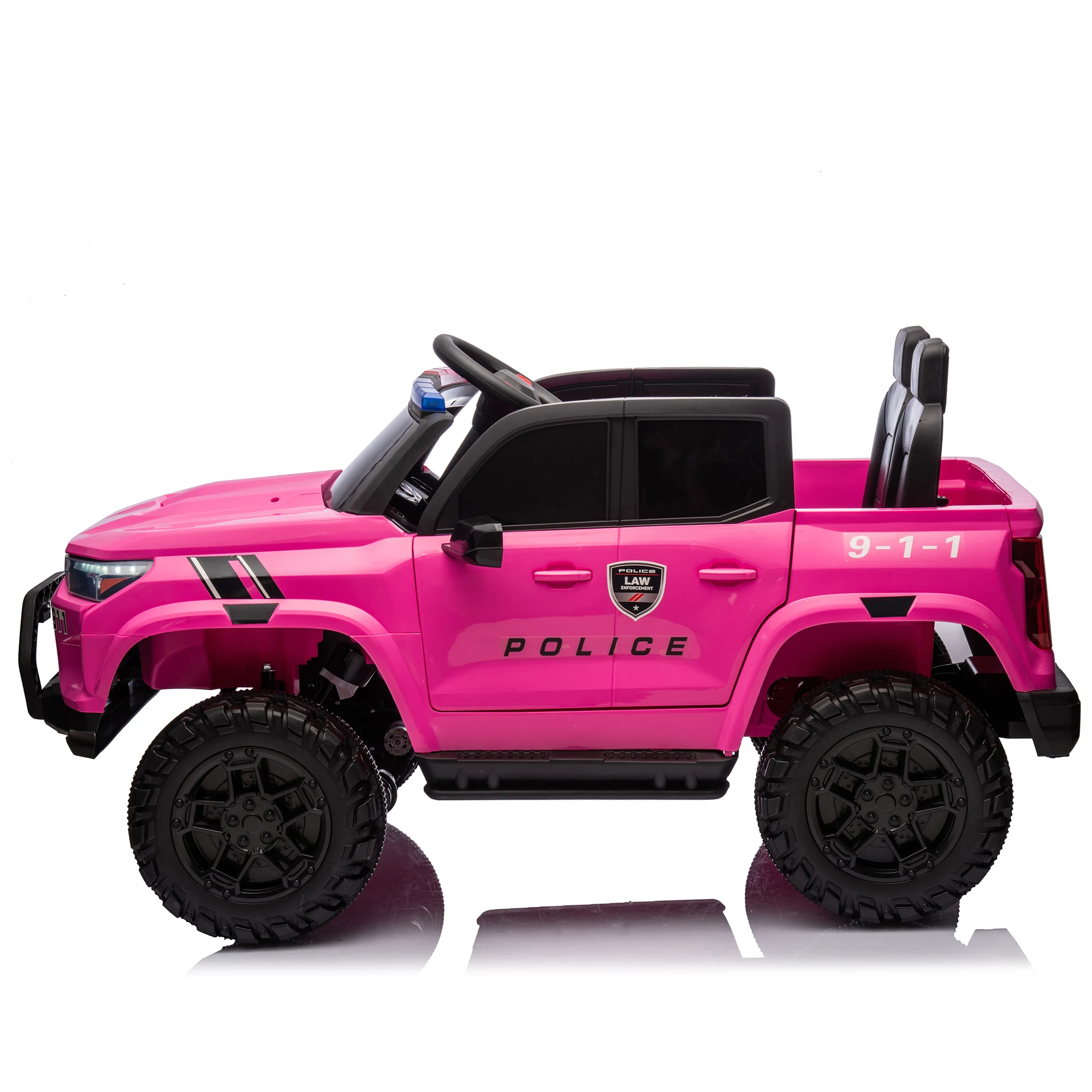 24V Two-Seater Kids Electric Pickup Truck-4WD 800W Motors,Parent Remote,High Gate Safety Design,Top Warning Light,for Ages 3+