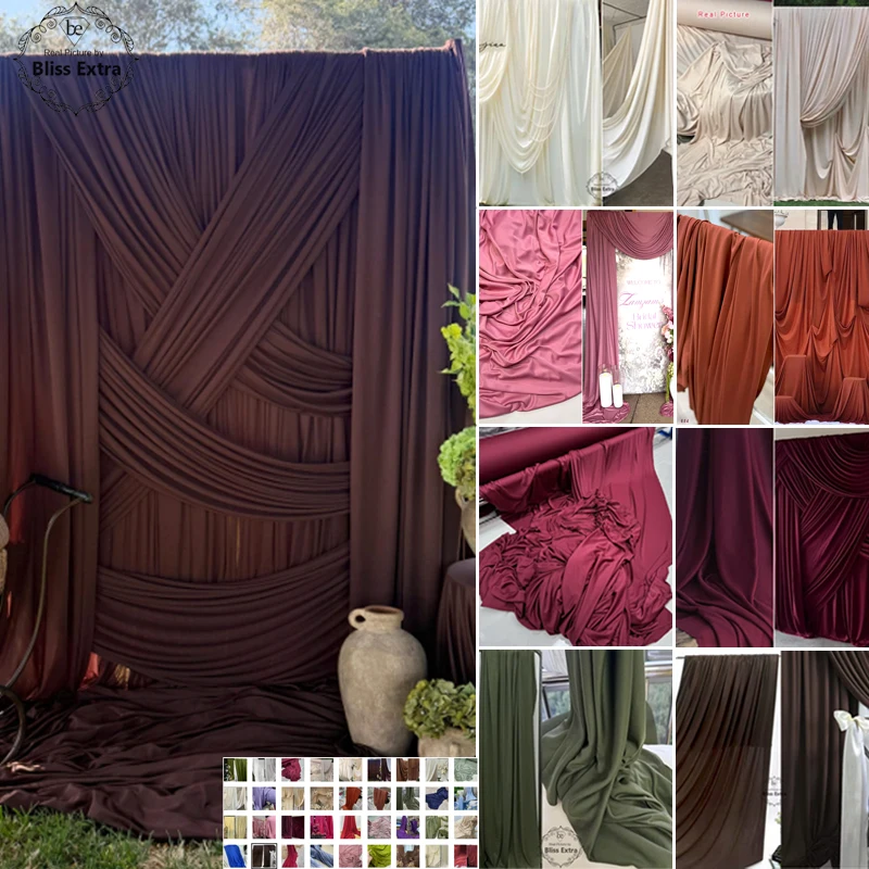 Wide 170cm Chocolate Olive Cream White Stretch Fabric for Backdrops Wedding Party Decoration Curtain DIY Sewing Material