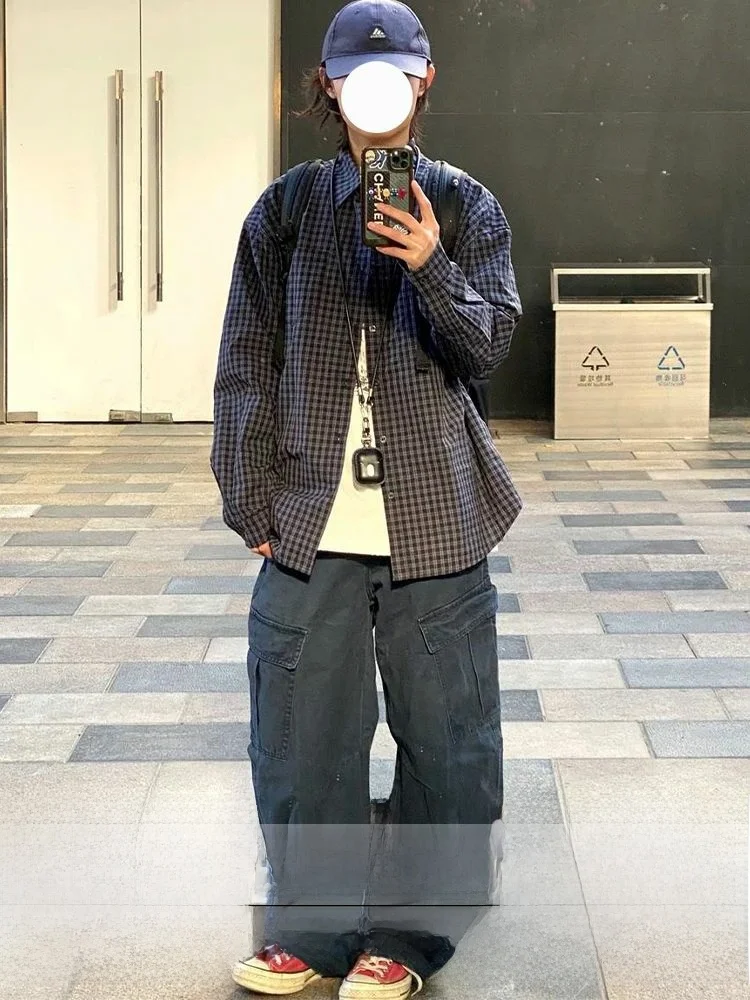 Pantalon taille haute à jambes larges pour femme, Vintage, américain, rétro, rue, automne hiver, nouveau Design, pantalon ample avec kets