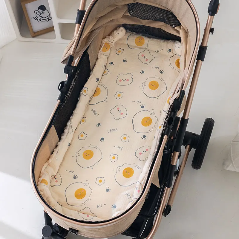 Stroller Mat: Soft Comfortable Spring and Summer Pure Cotton Gauze Bean Velvet, Baby Special Stroller Cotton Pad Small Mattress