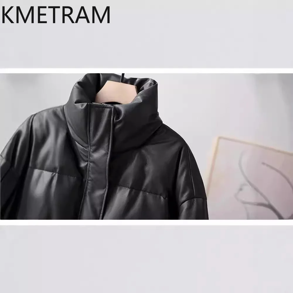 100% Sheepskin Puffer Jacket Women High Quality Genuine Leather Short Down Coats 2025 Winter Clothes Woman Пуховик Женский