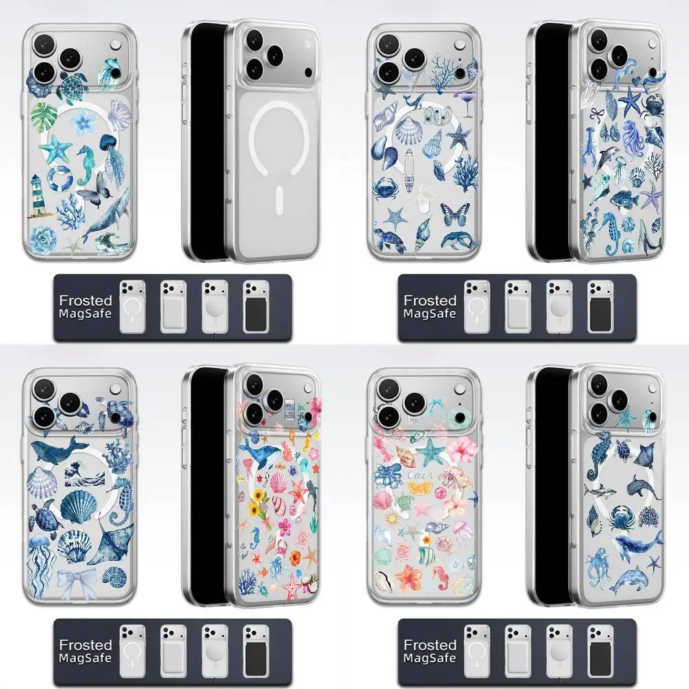 

Sea Ocean Animal Collage Puzzle Phone Case For iPhone 17,16,15,14,13,12,11,Pro,Max,Plus,E,Air,Mini Magsafe Transparent
