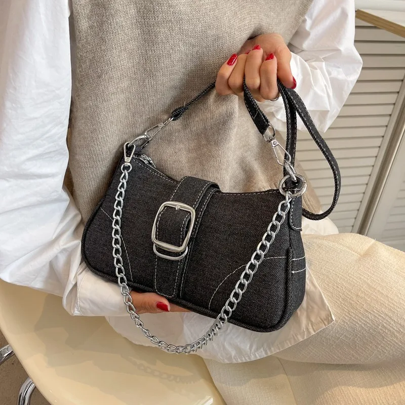 

High-end canvas small handbag for women, 2025 new niche summer fashion chain crossbody bag, shoulder and underarm bag
