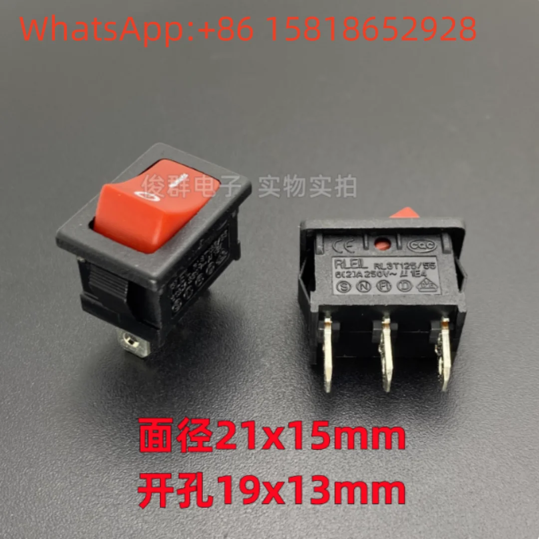 5pcs Taiwan RLEIL RL3T125/55 Rocker Switch Button 3-pin 2-position 6A Rocker Power Red Key