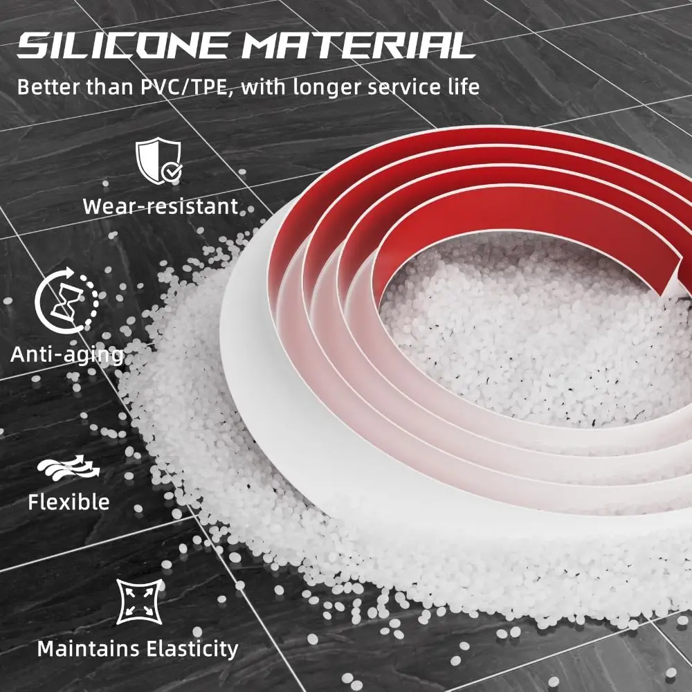 Afbeelding 5: Siliconen Kwart Ronde Molding Trim Flexibele 1/2/3m Kalefateren Strip Schil en Stok Douchedrempel badkamer/Keuken Aanrecht