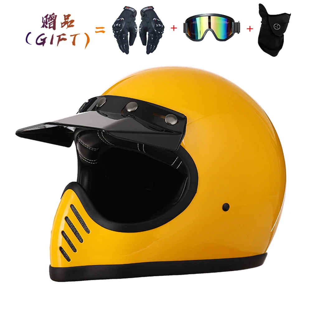 

Retro Fiberglass Shell Off-road Motorcycle Helmet Full Face Downhill AM DH Cross Helmet Capacete Casco Electric Bicycle Children